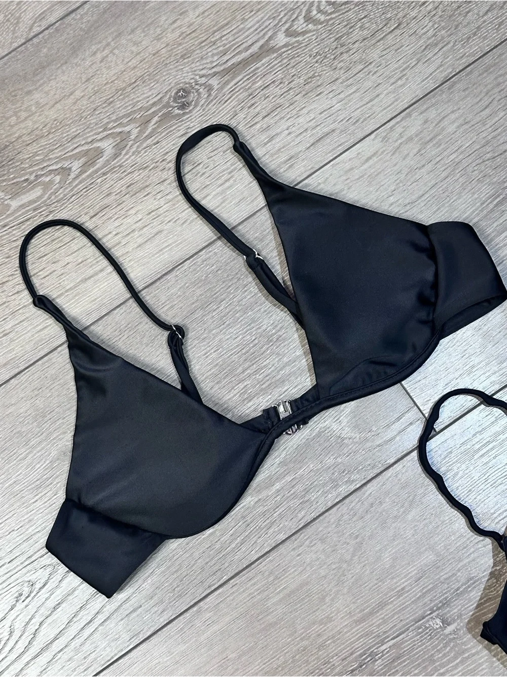 Lot Of 2 Bikini Tops Black Swimwear With Removable Padding & Adjustable Straps